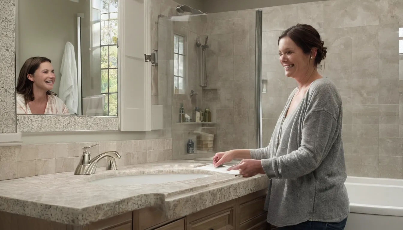 Homeowner reviewing a bathroom remodel plan with a local provider in Dayton
